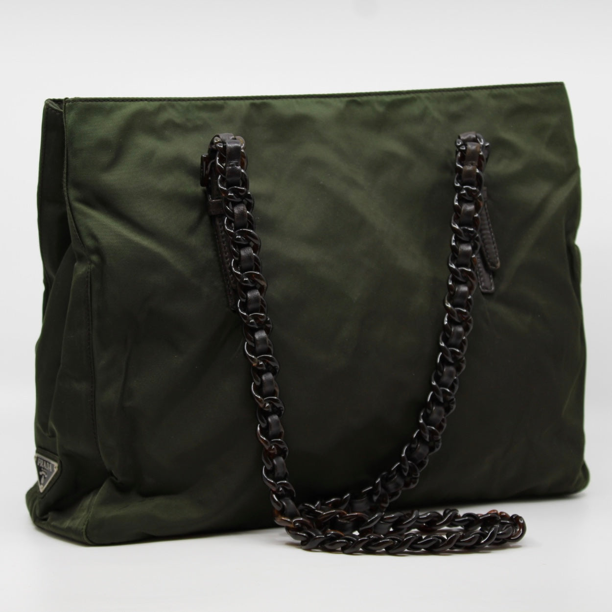 Prada Nylon Khaki Tote Bag