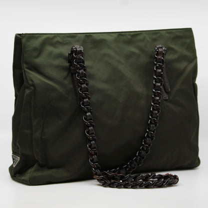 Prada Nylon Khaki Tote Bag