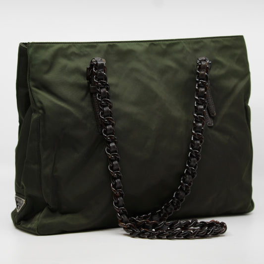 Prada Nylon Khaki Tote Bag