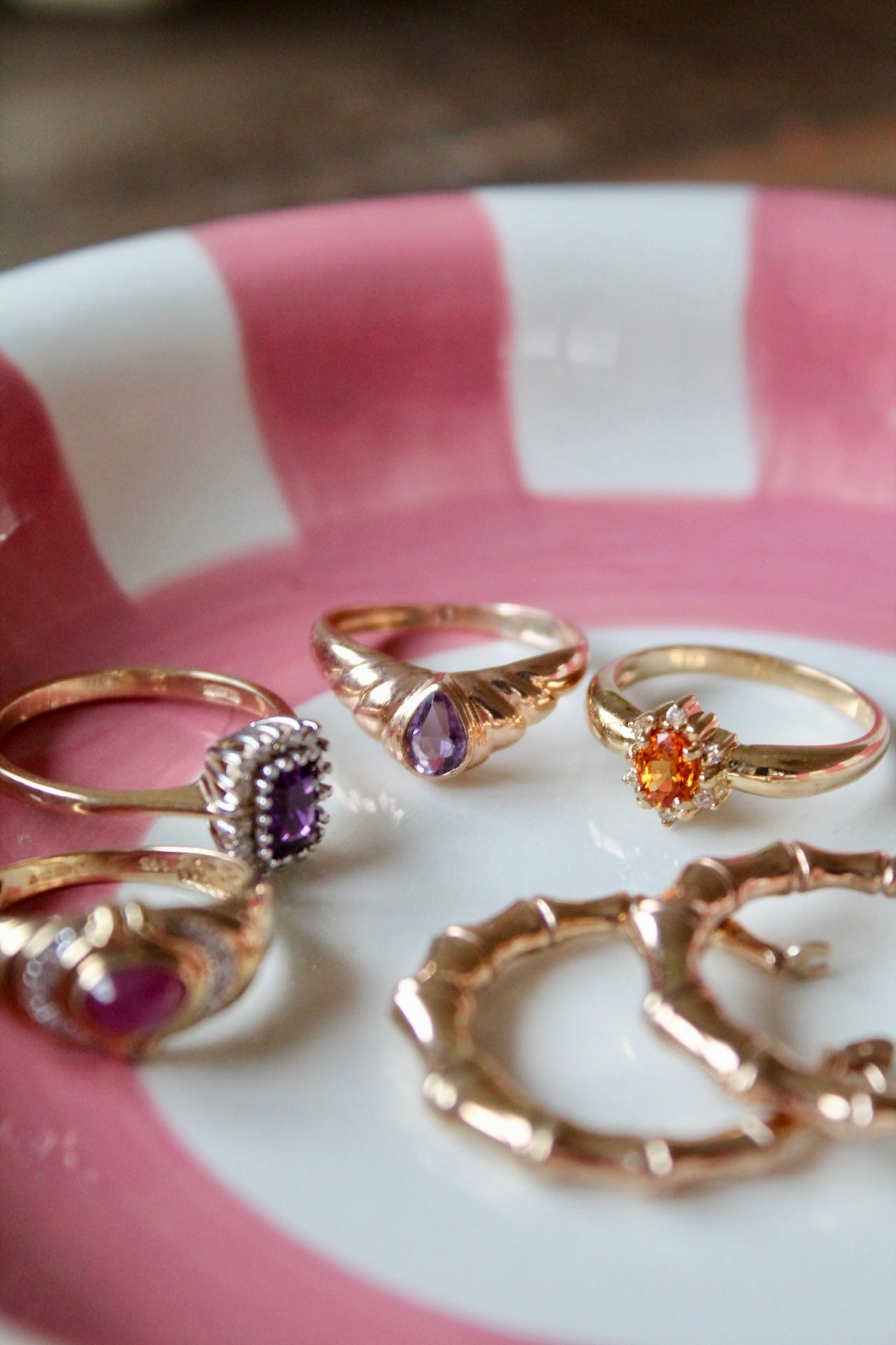 Amethyst Crown Wishbone Ring