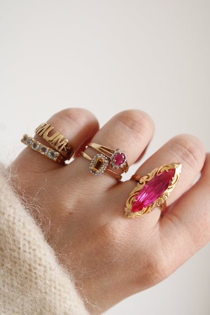 Ruby & Diamond Cluster Ring