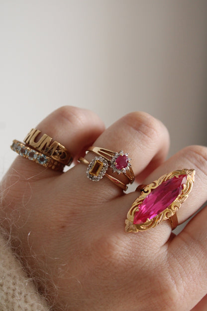 Ruby & Diamond Cluster Ring