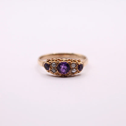 Antique Amethyst & Seedpearl Ring