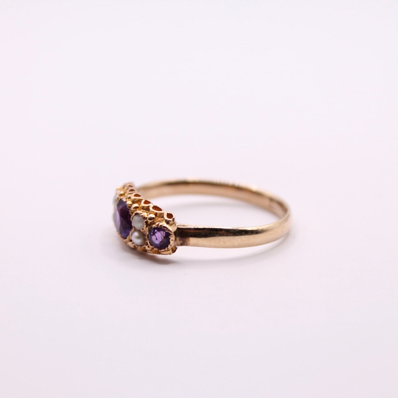 Antique Amethyst & Seedpearl Ring