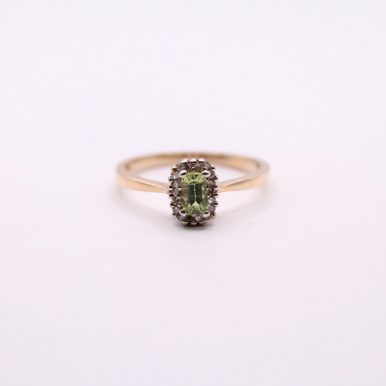 Peridot & Diamond Cluster Ring