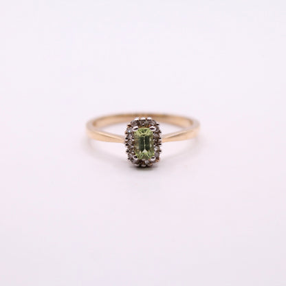 Peridot & Diamond Cluster Ring