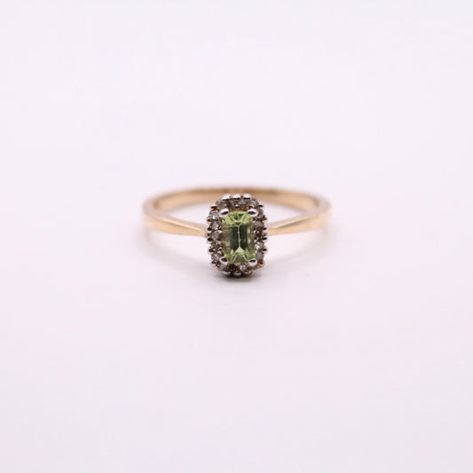 Peridot & Diamond Cluster Ring