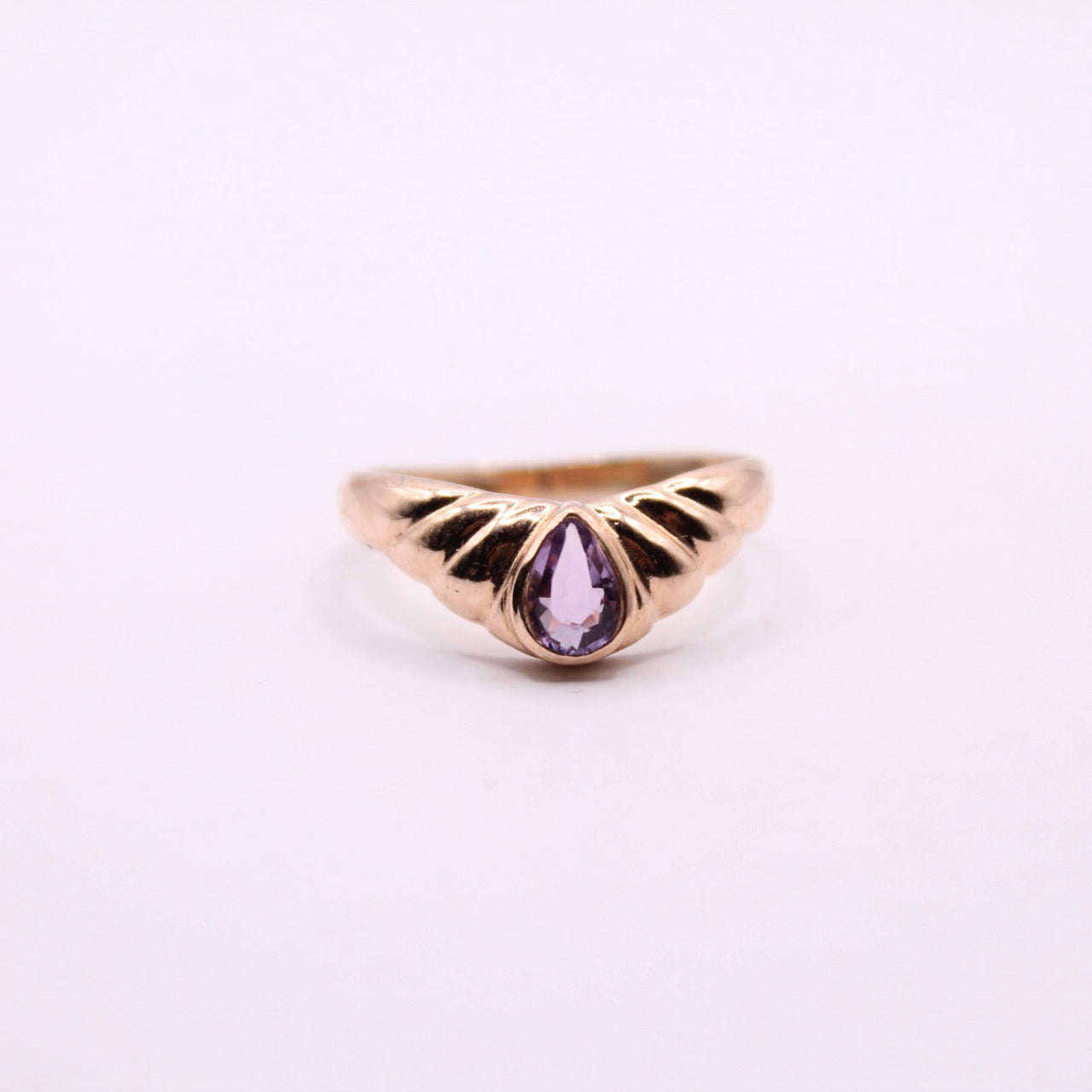 Amethyst Crown Wishbone Ring