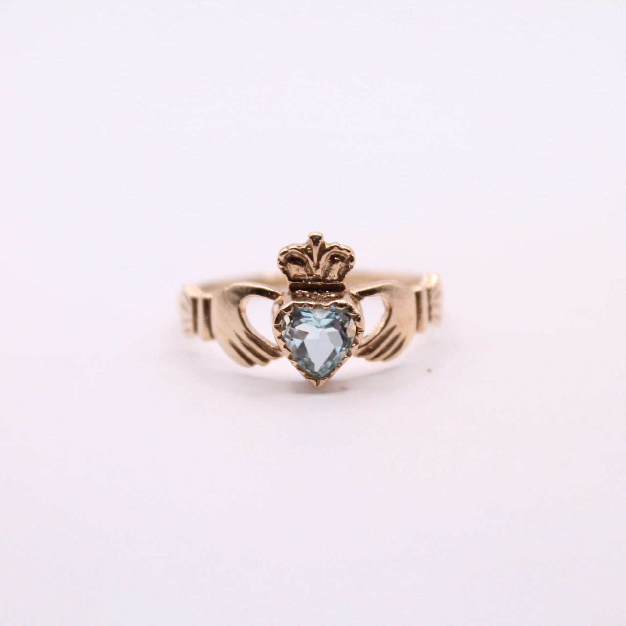 Aquamarine Claddagh Ring