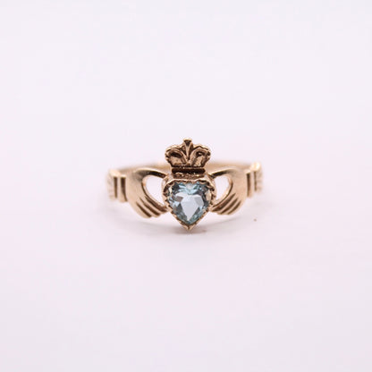 Aquamarine Claddagh Ring