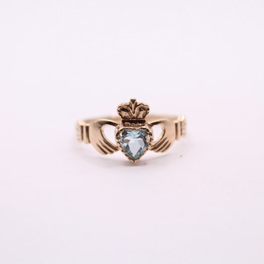 Aquamarine Claddagh Ring