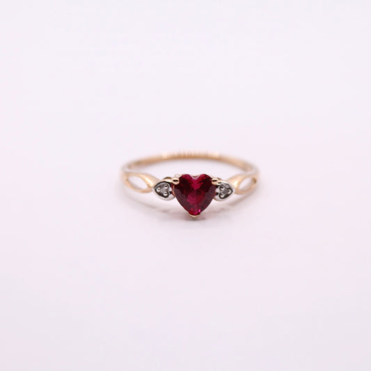 Ruby & Diamond Heart Ring