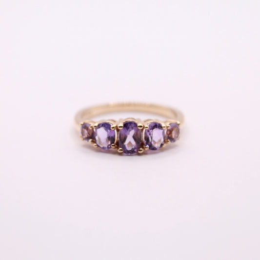 Amethyst Five Stone Ring