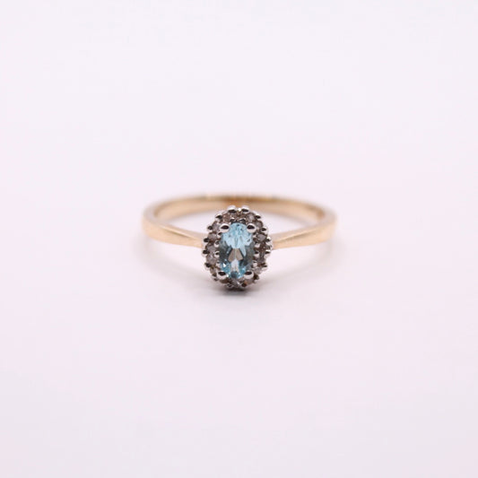 Aquamarine & Diamond Cluster Ring