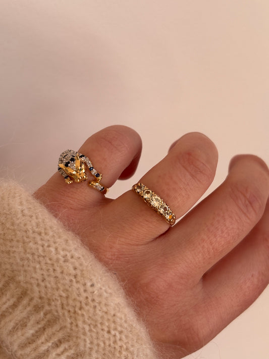 Sapphire, Diamond & Emerald Leopard Ring