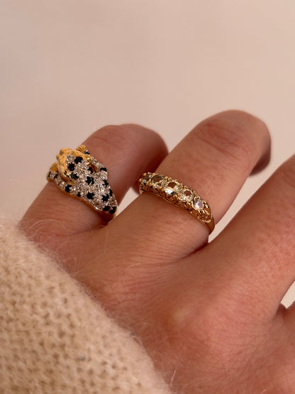 Sapphire, Diamond & Emerald Leopard Ring