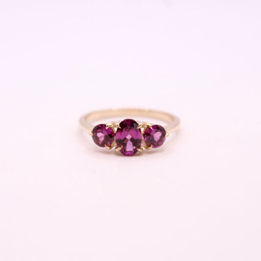 Purple Garnet Trilogy Ring