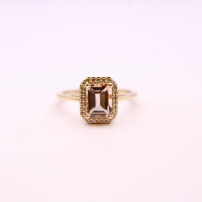 Morganite & Champagne Diamond Statement Ring