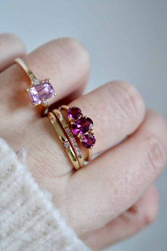 Purple Garnet Trilogy Ring