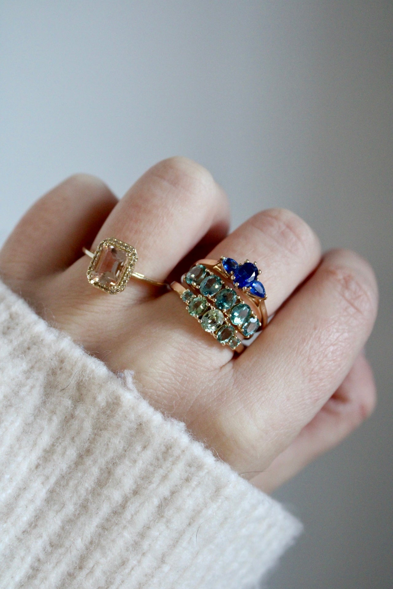 Unheated Sapphire Row Ring