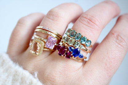 Unheated Sapphire Row Ring