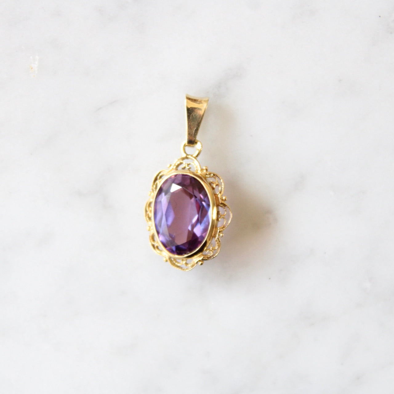 Ornate Amethyst Flower Pendant