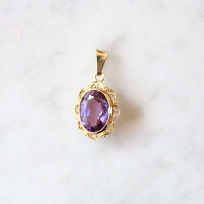 Ornate Amethyst Flower Pendant