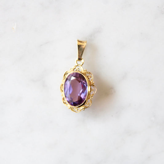 Ornate Amethyst Flower Pendant