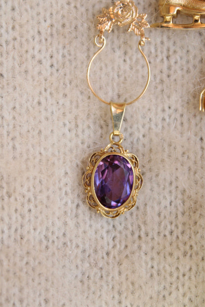 Ornate Amethyst Flower Pendant