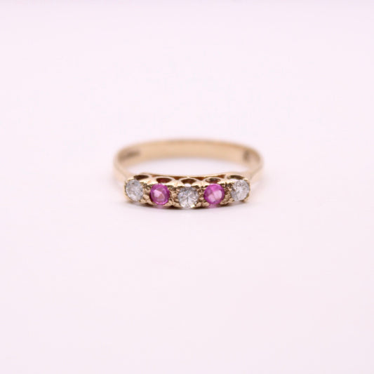 Ruby & Diamond Row Ring