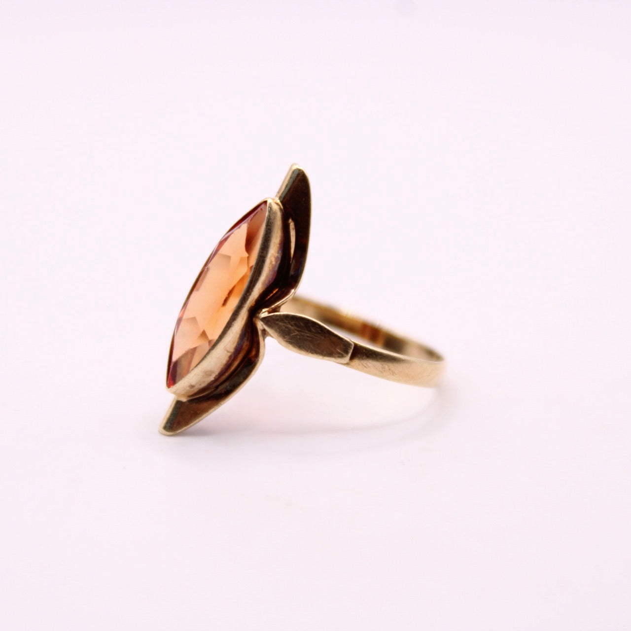 Marquise Orange Sapphire Ring