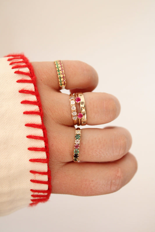 Ruby & Emerald Double Row Ring