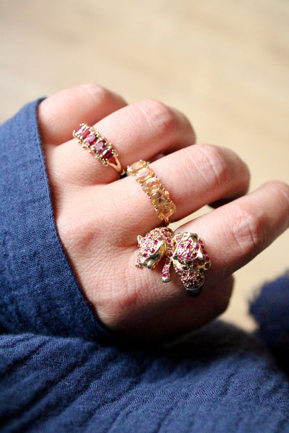 Peach Morganite Row Ring