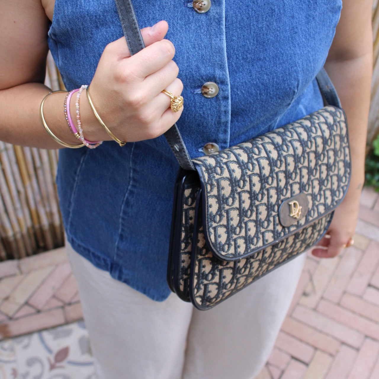 Christian Dior Trotter Canvas Shoulder Bag