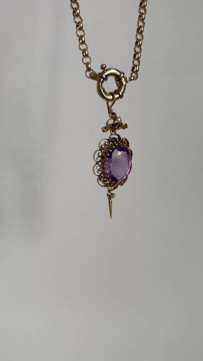 Antique Amethyst & Pearl Pendant