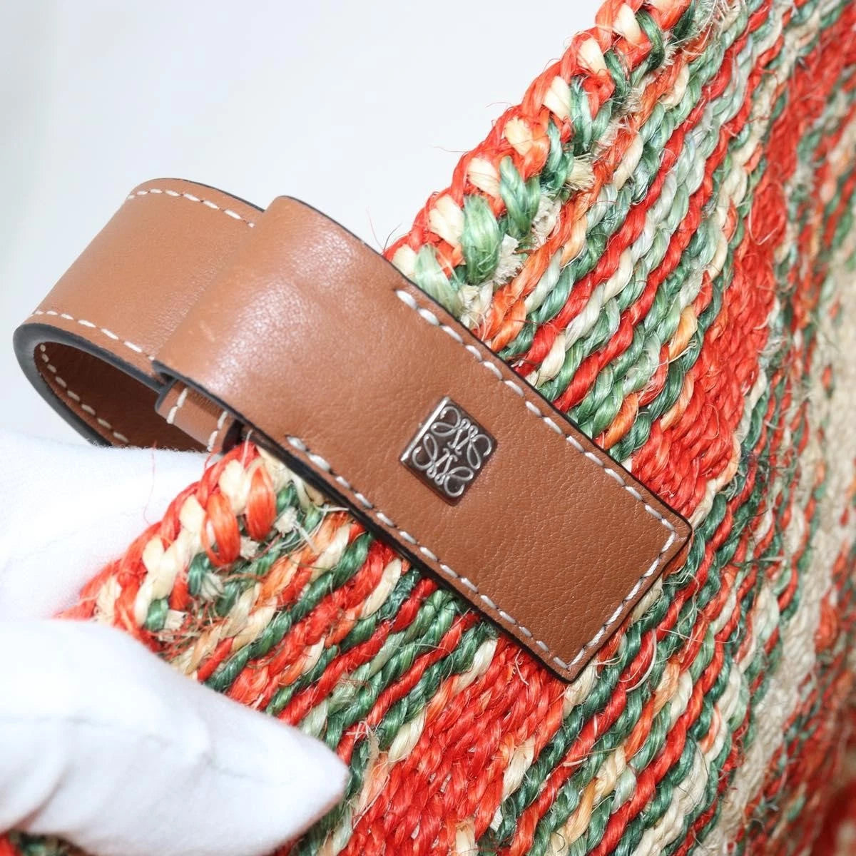 Loewe Striped Raffia Tote Bag